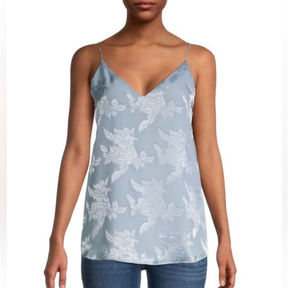 Calvin Klein Embroidered Floral Light blue Spaghetti Strap top size xl